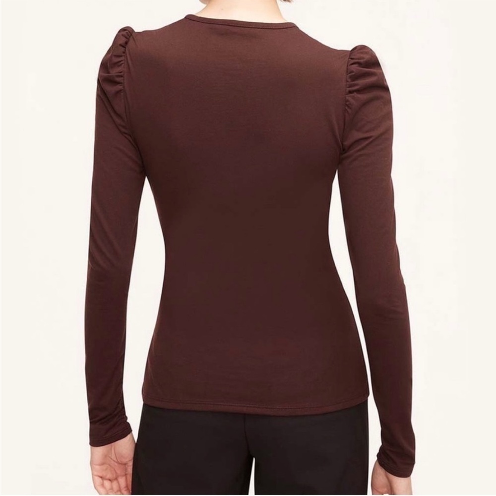 Rebecca Taylor Ruched Long Sleeve Brown Top Size Large NWT - Picture 5 of 11